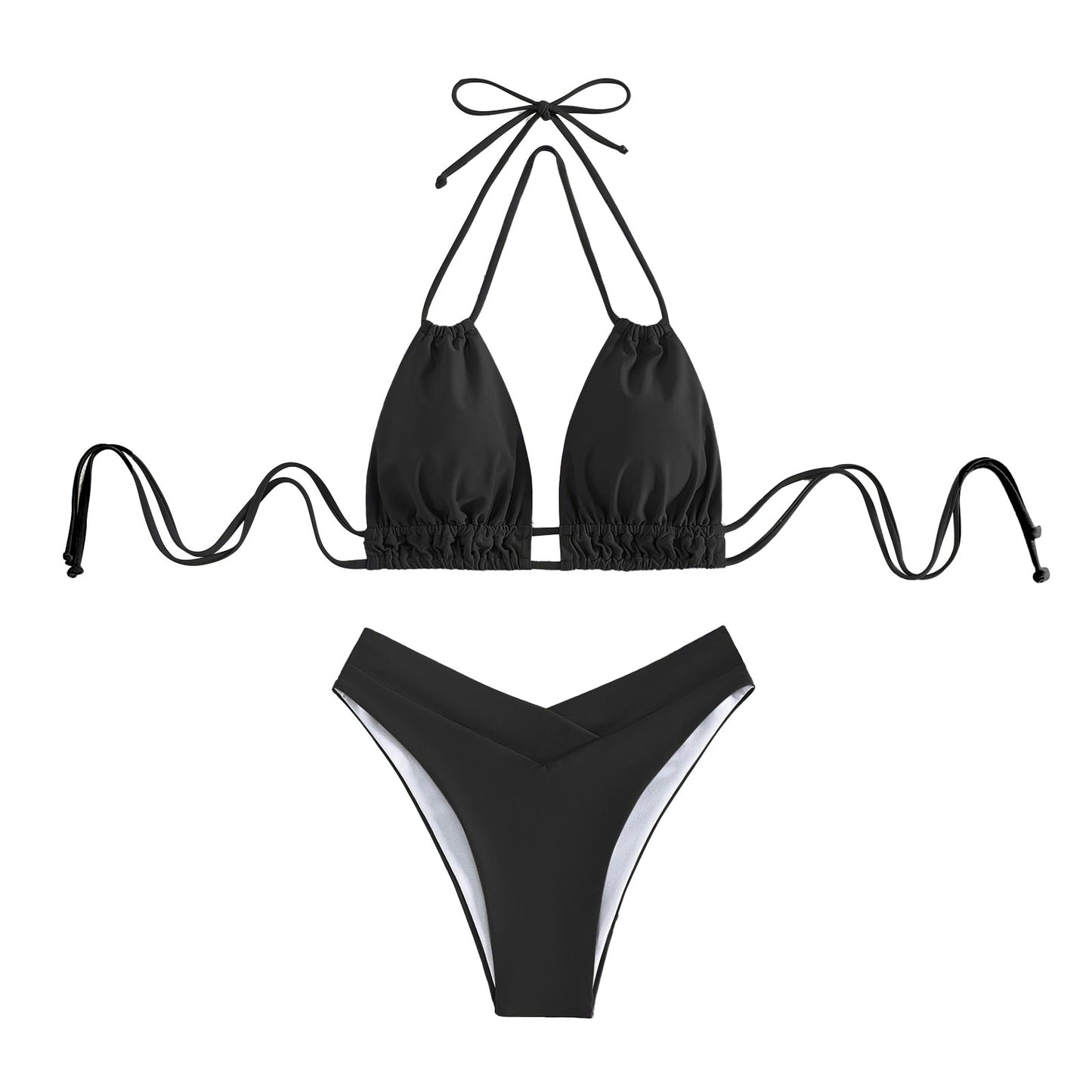 Bathing Suit Tank Bikinis Sets Swimwear 2023 Women Mid Waist Deep V Neck Wide Straps Bikini Summer Beach Wear Swimming купальник