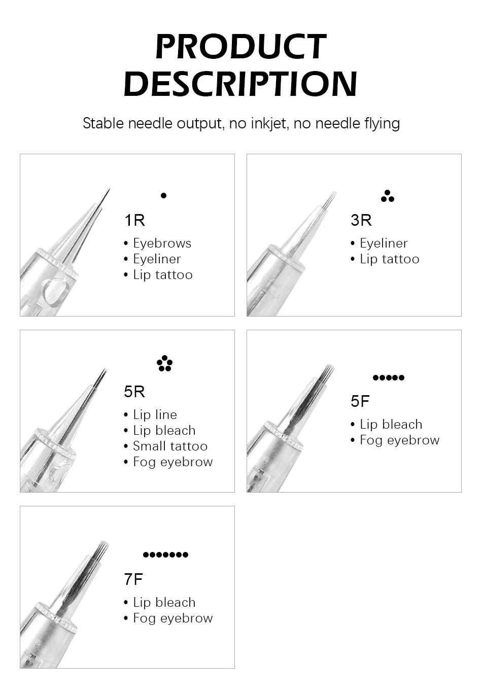 Borala 20Pcs Tattoo Needle Microblading Piercing Needles Pen Permanent Eyebrow Lip Makeup Cosmetics Tattoo Machine Accessories