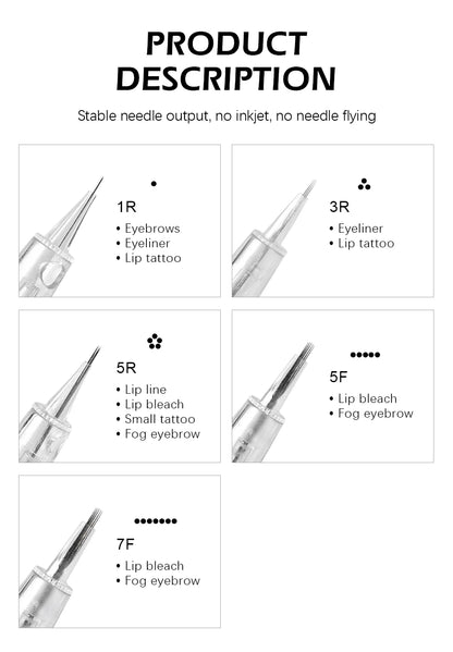 Borala 20Pcs Tattoo Needle Microblading Piercing Needles Pen Permanent Eyebrow Lip Makeup Cosmetics Tattoo Machine Accessories