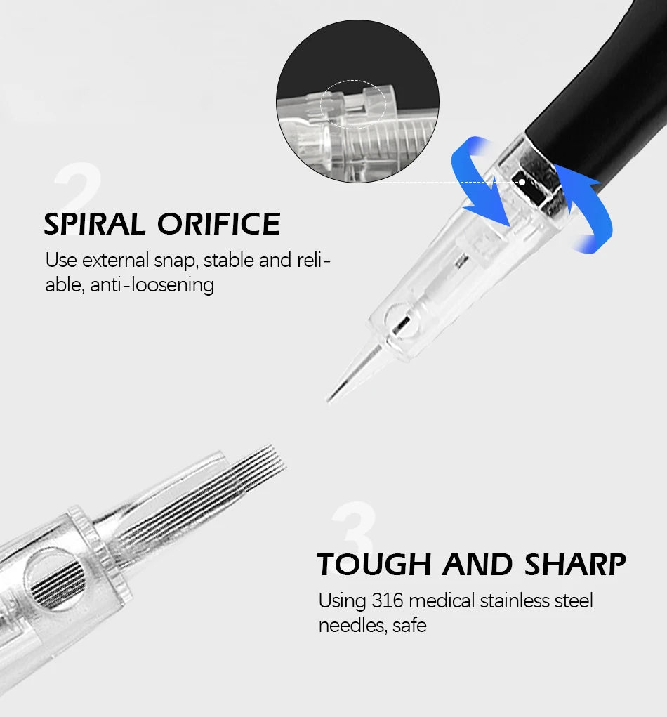 Borala 20Pcs Tattoo Needle Microblading Piercing Needles Pen Permanent Eyebrow Lip Makeup Cosmetics Tattoo Machine Accessories