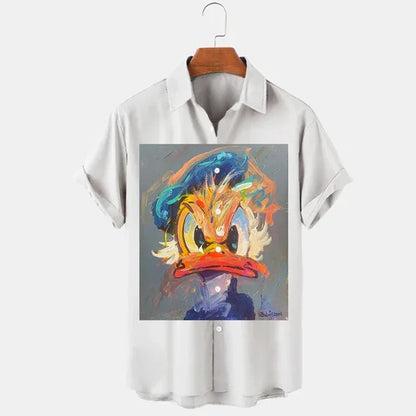 2024 Summer Shirt Disney Trend Fashion Cartoon Interstellar Baby Stitch Harajuku Top Men's Disney Hawaiian Shirts