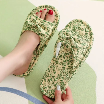 2024 Cotton Shoes Women Household Slippers Indoor Floor Flip Flops Summer Simple Mute Slides Home Sandals Zapatos De Mujer