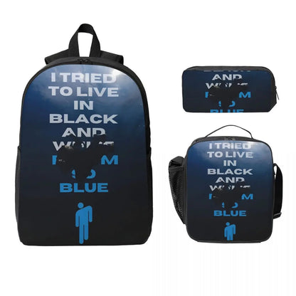 B-Billies E-Eilishing Kids Backpack Lunch Box Pencil Boxes for Boys Girls Backpacks School bag Bookbag Set