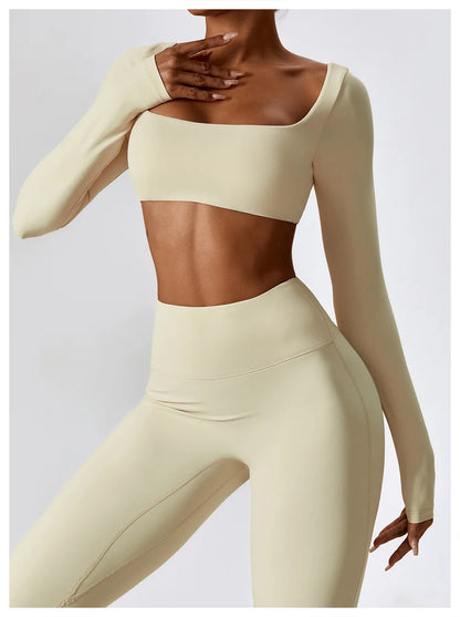 Women Sport Seamless Tops Long Sleeve Breathable Workout Slim T Shirts Athletic Running Gym Push-up Running Fitness Yoga Tops
