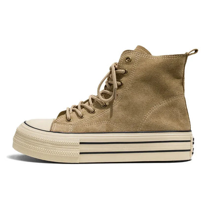 Classic Fashion Skateboarding Shoes for Men Women Comfy Suede Leather High Top Sneakers Men Height-increasing Platform Sneakers