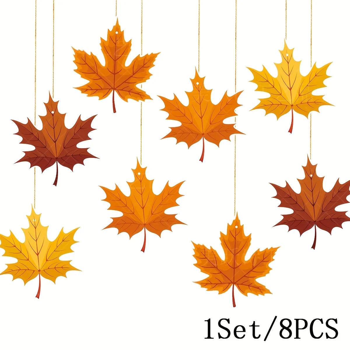 Autumn Maple Leaf Garland Decorations - Rustic Paper Hanging Ornaments for Thanksgiving,Harvest Parties, Halloween, Housewarming