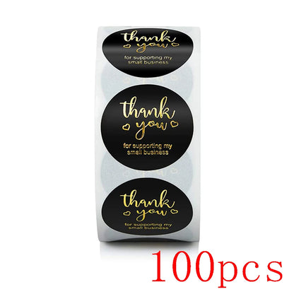 1inch Gift Sealing Stickers Gold Foil Thank You Stickers Diary Scrapbooking Gift Decorations Labels Custom Logo Brand Stickers