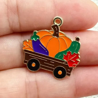 10pcs/16pcs Enamel Thanksgiving Cake Pumpkin Sunflower Charms for Earrings Bracelets Pendants Making DIY Jewelry Accessories