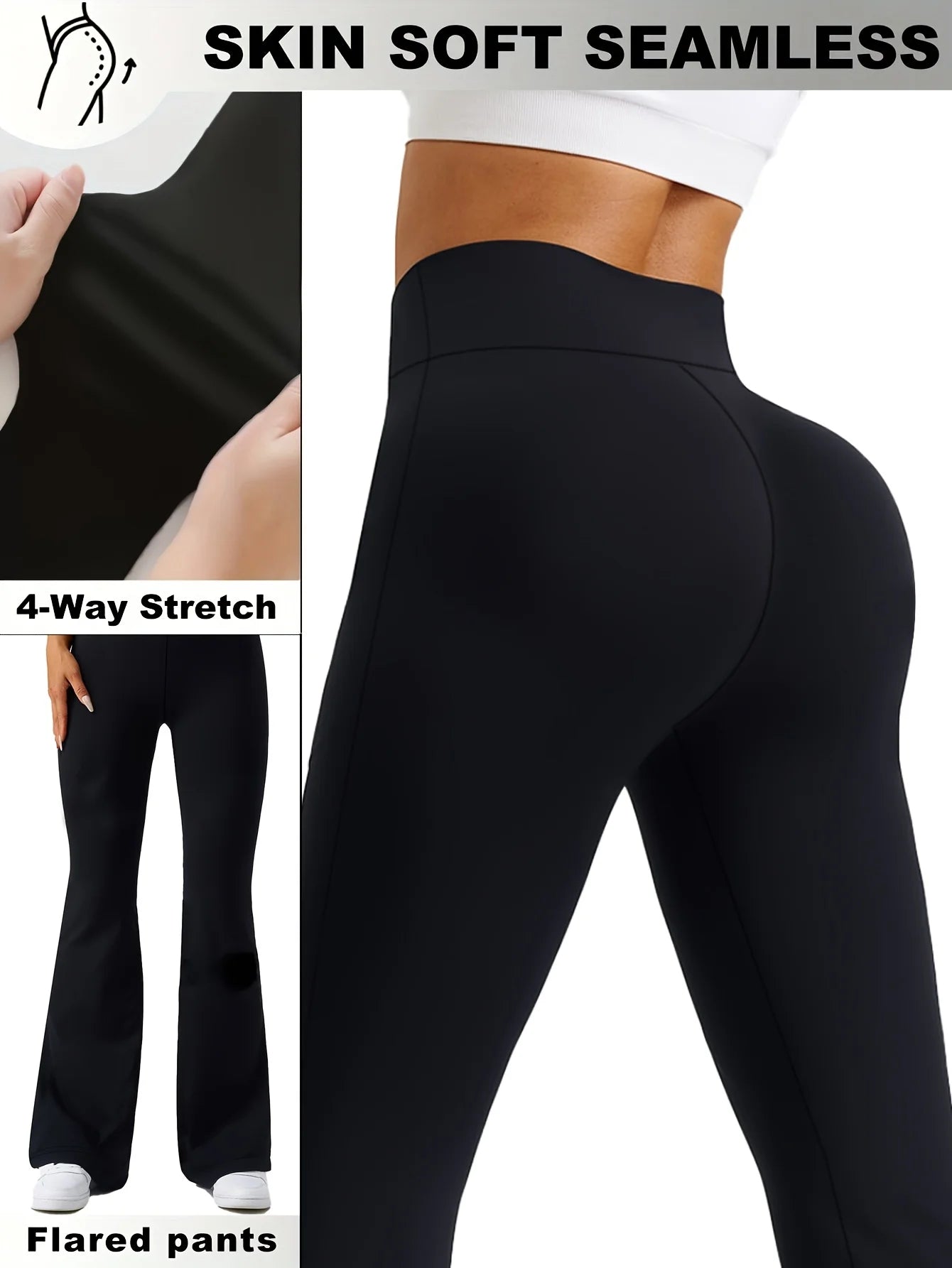 Spring and summer nude flared pants, high waisted slimming leggings, hip lifting slightly wide leg running and fitness pants