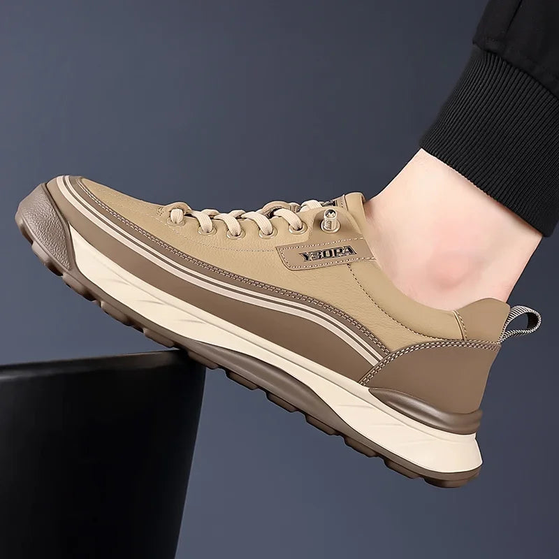 2025 High Quality Brand Men's Leather Casual Shoes Outdoor Hiking Shoes Anti Slip Wear-resistant Men's Hiking Shoes Breathable