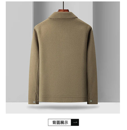 2024 Autumn/Winter New Double sided Woolen Coat High end Fabric Korean Edition Fashion Pure Handmade Woolen Coat Work Style