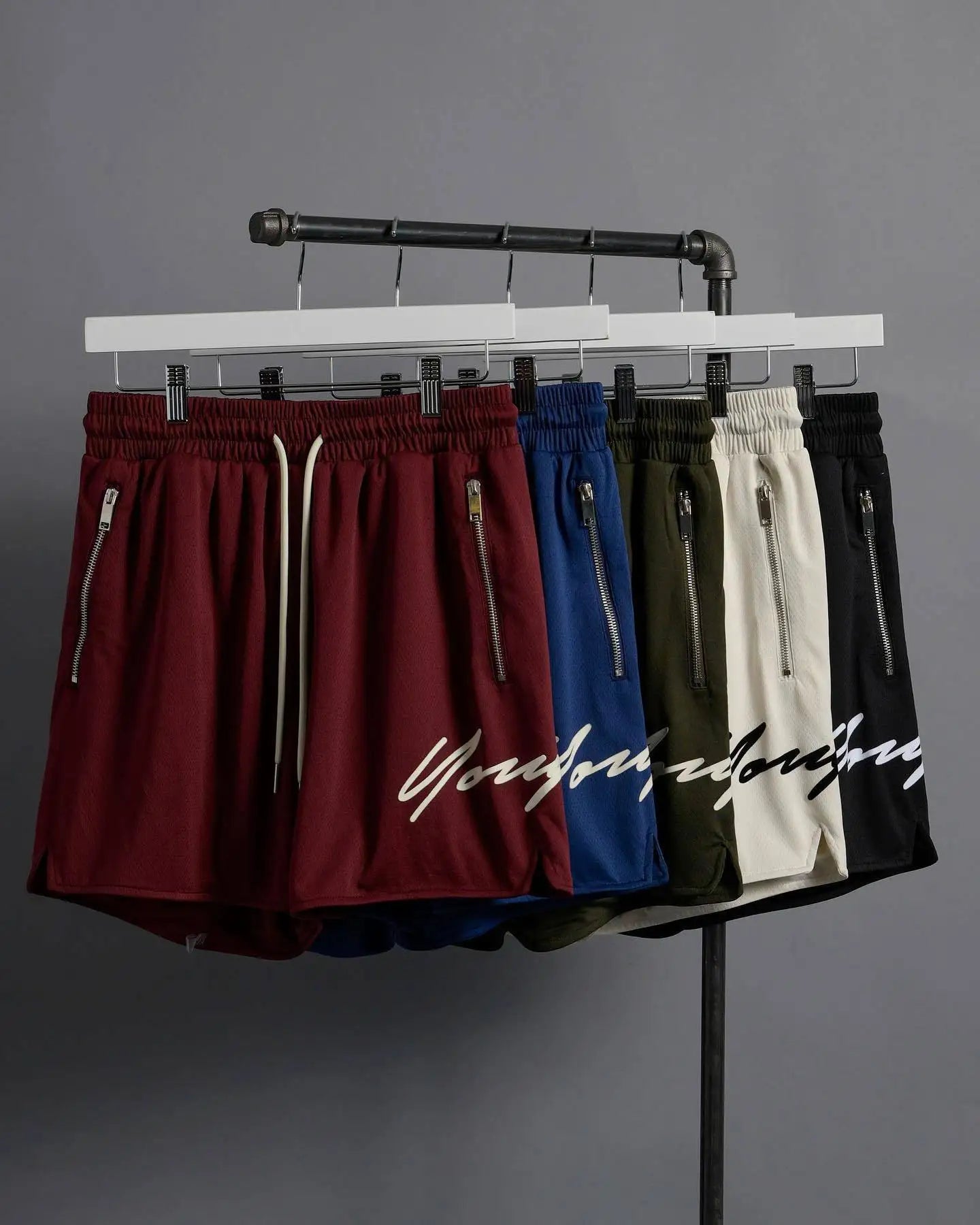 Woven Sports Quick Drying Black Shorts Men's Fitness Tide Brand Bodybuilding Slim Zipper Pocket Running Hip-hop Training Pants