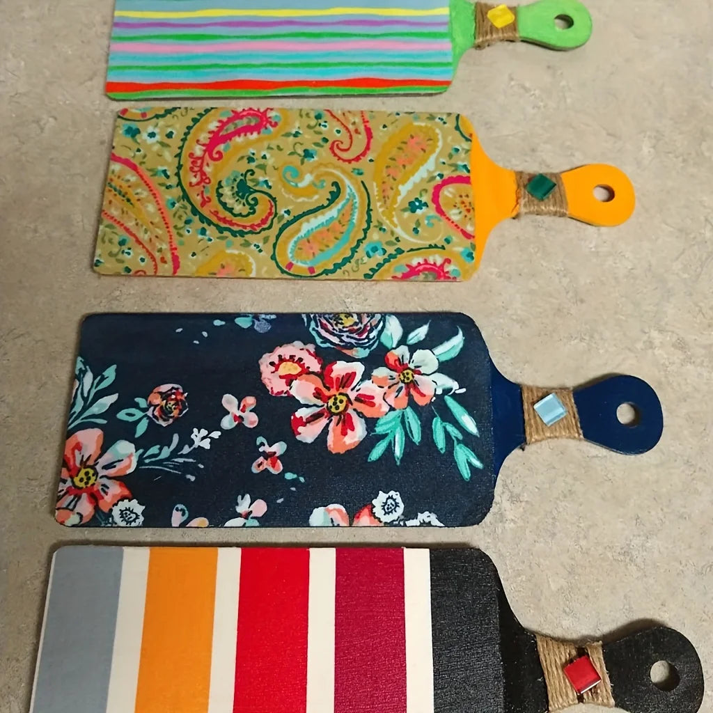 6pc/12pcs/24pcs(long Handle,9.4 x 3.5inch ) 50m Hemp Rope Mini Wooden Cutting Board with Handle Thanksgiving Small Chopping Boar