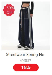 Streetwear Spring Summer Cargo Pants Women Harajuku Slim Punk Ribbons Joggers Elastic Waist Ankle-Length Trousers For Girls