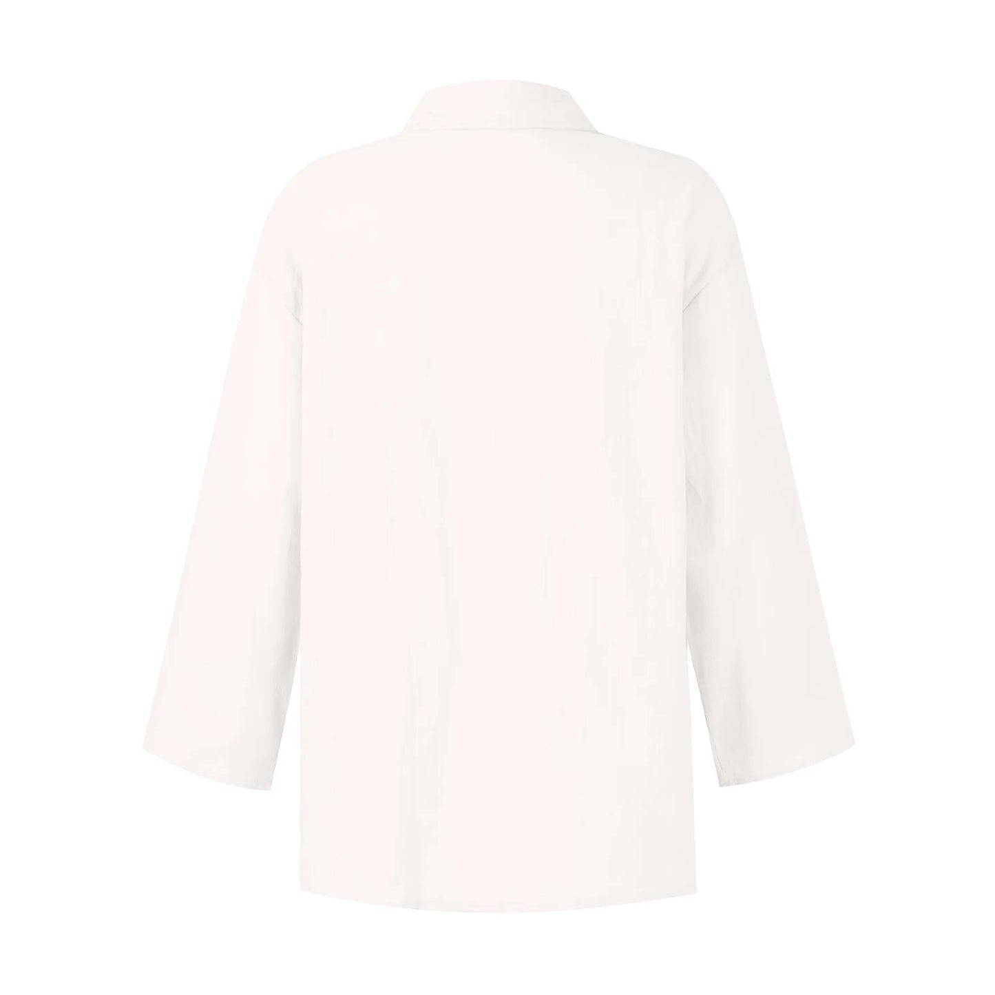 Summer Plus Size Cotton Linen Solid Color Seven-Point Sleeve Shirt V-Neck For Ladies Loose Casual Lightweight Camisas De Mujer