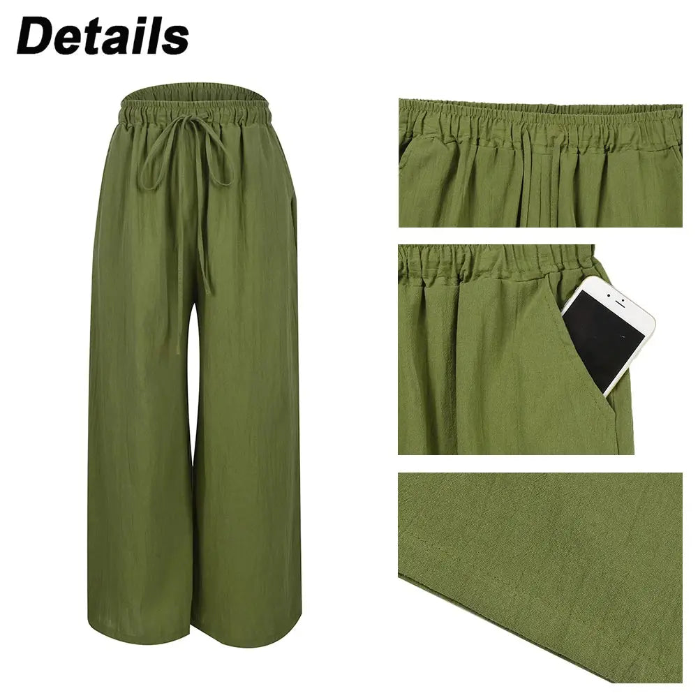 3XL 5XL Plus Size High Waist Long Pants for Women Clothing 2024 Summer Solid Casual Wide Leg Trousers Fashion Korean Female Clot