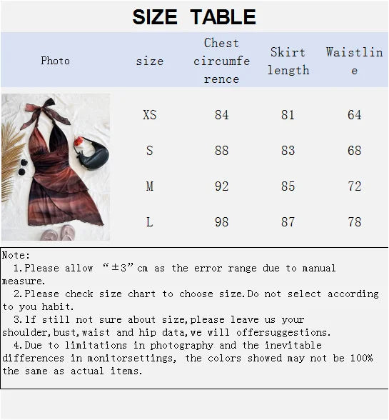 2025 Europe and the United States Fashion Gauze Printed Neck Sleeveless Sexy Tight Deep V Short Sexy Pure Backless Dress