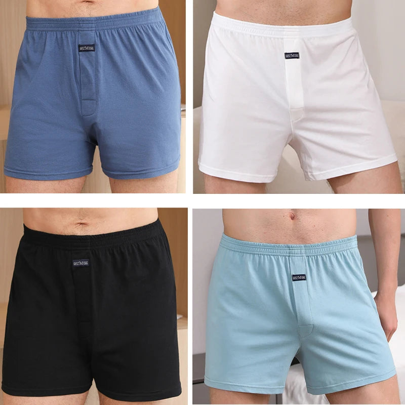 4pcs Male Arrow Pants Men Cotton Boxers Shorts Loose Mid-Waisted Men's Plus Size Underwear Homewear Comfortable Panties