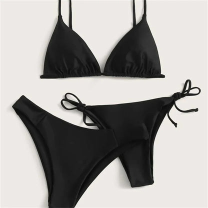 Black Bikini Extreme Swimsuit Triangle Sexy String Swimwear 3Piece Bikinis Set Women Bathing Suit Beach Tangas Biquinis Feminino