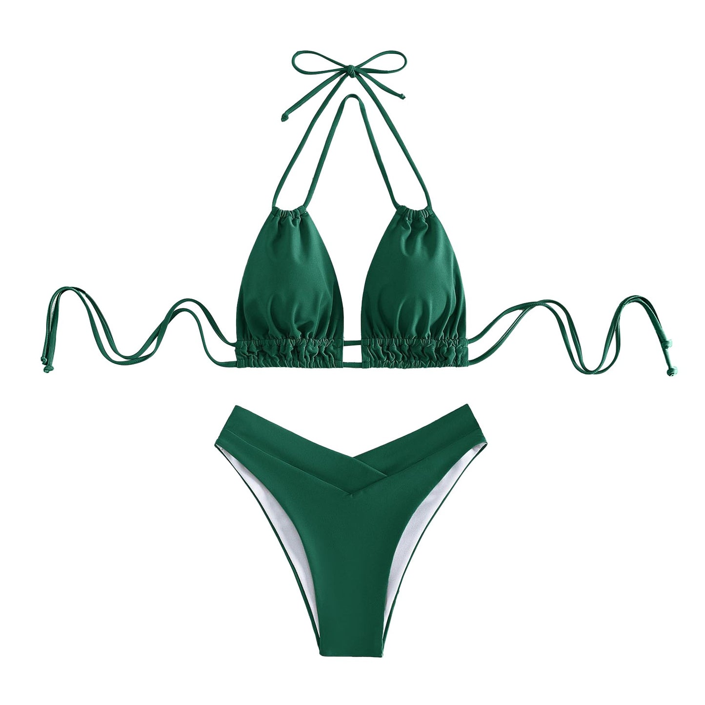 Bathing Suit Tank Bikinis Sets Swimwear 2023 Women Mid Waist Deep V Neck Wide Straps Bikini Summer Beach Wear Swimming купальник