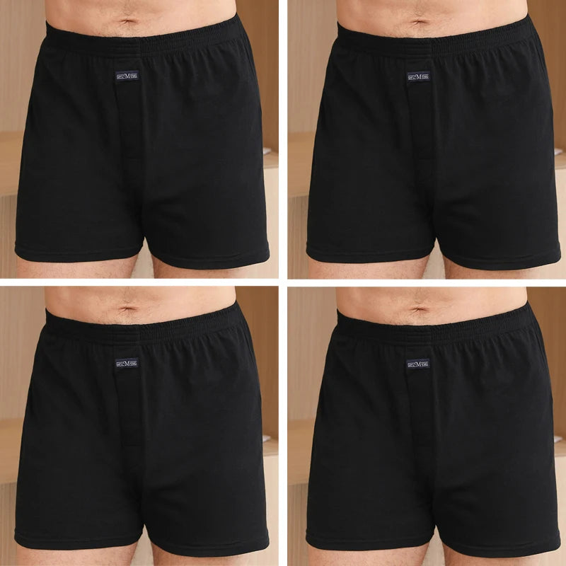 4pcs Male Arrow Pants Men Cotton Boxers Shorts Loose Mid-Waisted Men's Plus Size Underwear Homewear Comfortable Panties