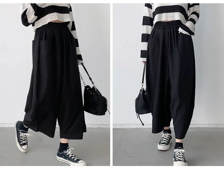 2023 Autumn Casual Harem Pants Women Cotton High Waisted Trousers Retro Loose Bloomers Women's Oversize Pants Baggy Sweatpants