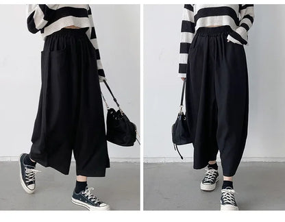 2023 Autumn Casual Harem Pants Women Cotton High Waisted Trousers Retro Loose Bloomers Women's Oversize Pants Baggy Sweatpants