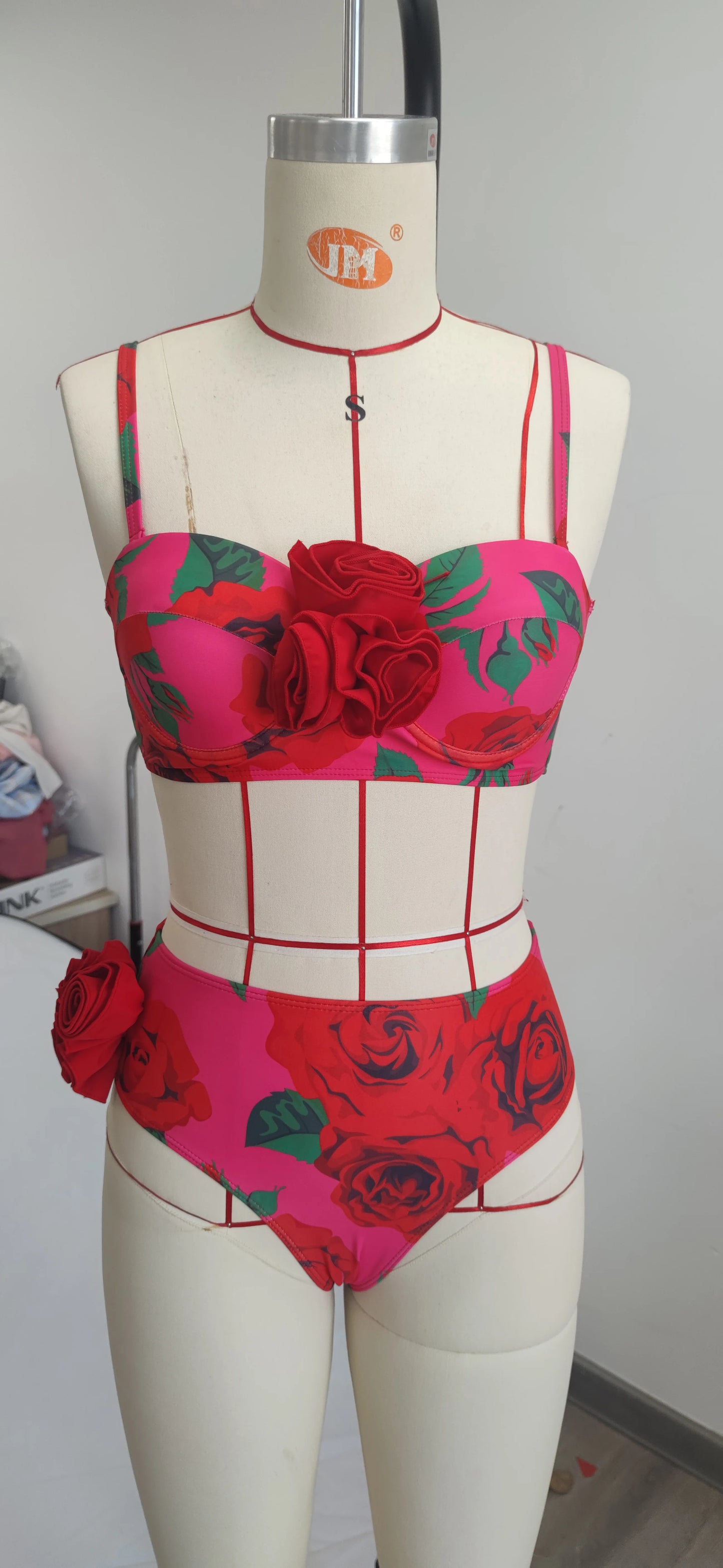 2025 Bikini Underwire 3D Flower Swimsuit High Waist Swimwear for Women Push Up Two Piece Bathing Suits Summer Female
