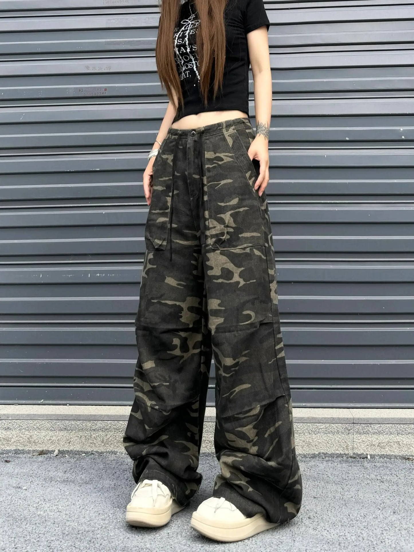 Camouflage Baggy Cargo Pants Women High Rise Trousers Straight Wide Leg Oversize Pants 2024 Summer Aesthetics Vintage Y2K jeans
