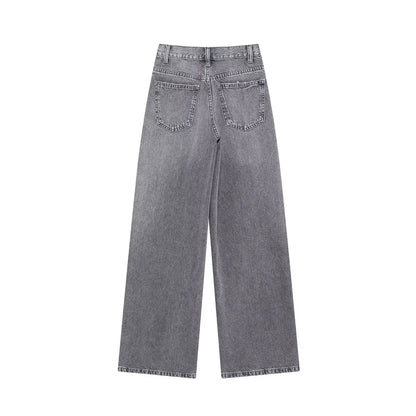 TRAF Women's Basic Hundred Jeans New Fashion Asymmetric Design High Waist Wide Leg Trousers Casual Women's Straight Leg Jeans