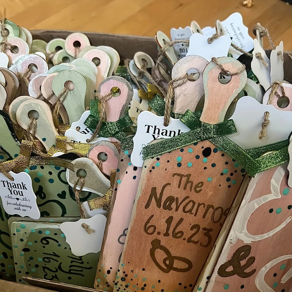 6pc/12pcs/24pcs(long Handle,9.4 x 3.5inch ) 50m Hemp Rope Mini Wooden Cutting Board with Handle Thanksgiving Small Chopping Boar