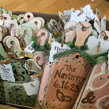 6pc/12pcs/24pcs(long Handle,9.4 x 3.5inch ) 50m Hemp Rope Mini Wooden Cutting Board with Handle Thanksgiving Small Chopping Boar