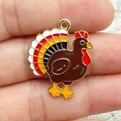 10pcs Enamel Thanksgiving Cake Pumpkin Sunflower Charms for Earrings Bracelets Pendants Making DIY Jewelry Accessories