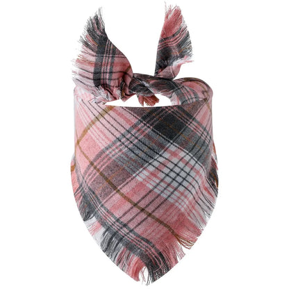 Sucado Autumn Thanksgiving Plaid Triangle Resersible Durable Washable Fabric Pet Scarf Dog Bandana Kerchief Factory Direct Sale