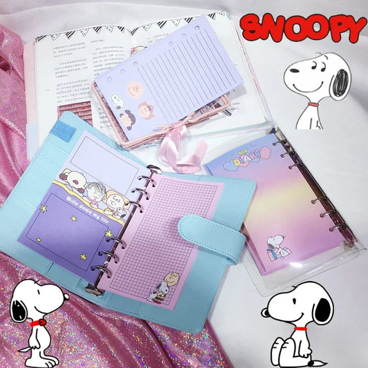 Snoopy Cartoon A6 Loose Leaf Notebook Weekly Monthly Planner Diary Sketchbook Student Journal Notebooks For School Stationery