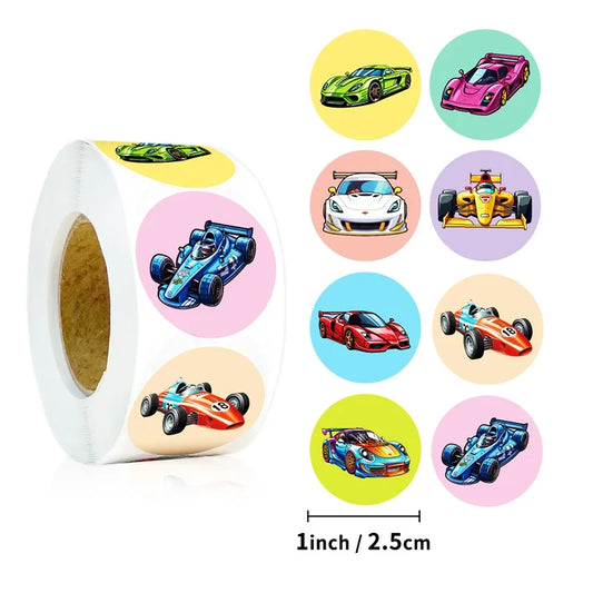 500PCS Cartoon Speed Car Sticky Paper Sticker Labels Thank You Sticker Sealing Stationery Supplies DIY Decoration Scrapbooking