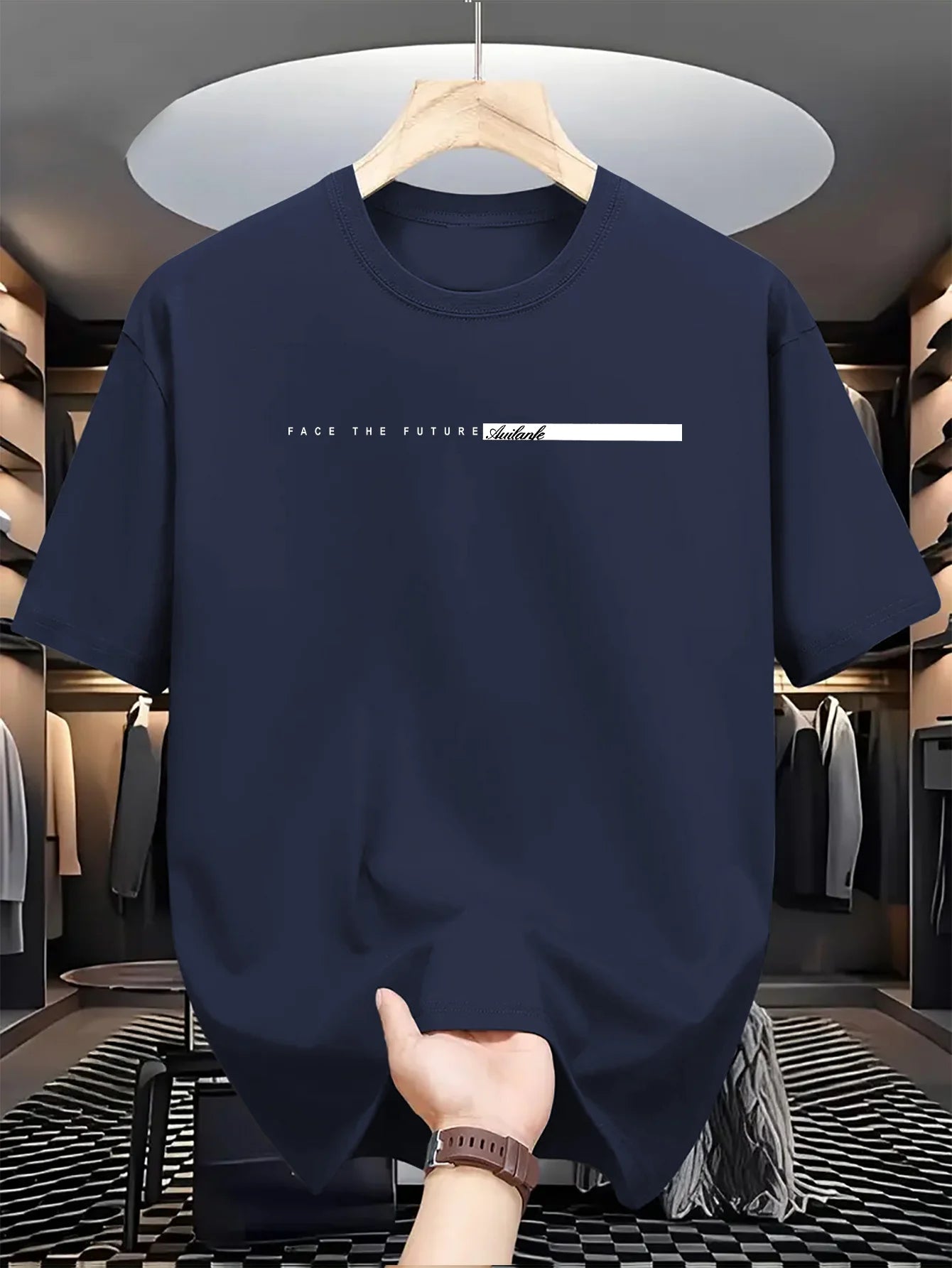 Summer men's 100% cotton casual loose fit large letter print round neck short sleeved T-shirt top High Street Unisex style