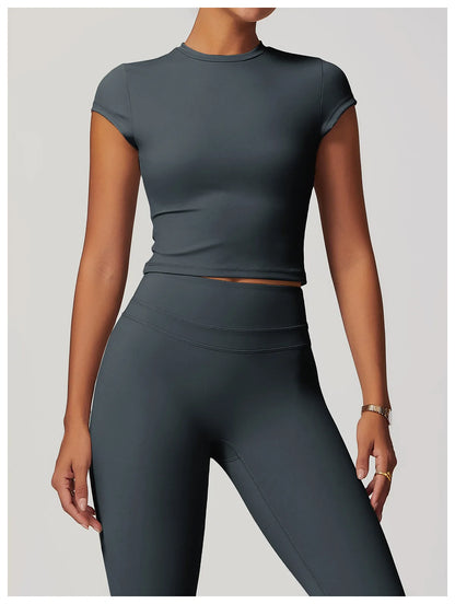 SWELTERING Women Short Sleeve Yoga Top Sport T Shirts Fitness Workout Clothes Yoga Shirt Gym Top Running Active Wear Sport Top