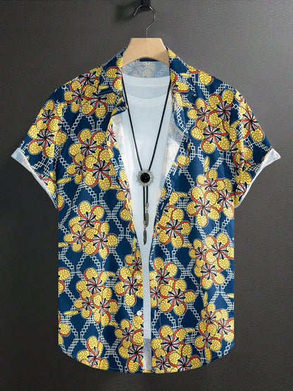Aloha Summer Essential! Breathable Men's Hawaiian Shirt with Exotic Floral Patterns - Perfect Island Vacation Wear