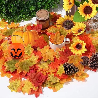50/100PCS Silk Maple Leaf Artificial Fall Leaves Plants DIY Halloween Christmas Garland Thanksgiving Festival Wedding Decoration