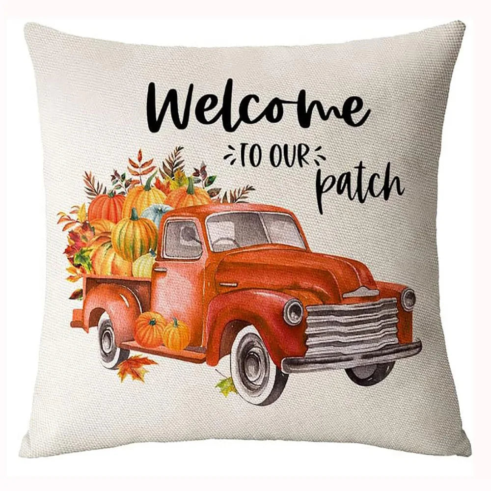 18x18 Inches Autumn Pumpkin Cushion Cover Pillow Cover Thanksgiving Decor Pillowcase Maple Leaves Printed Cushion Case for Couch