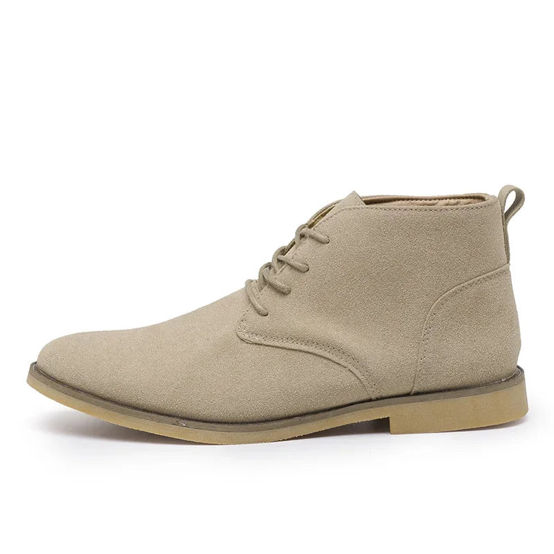 British Style Brown Men’s Suede Leather Boots Comfort Chelsea Boots Men Lace-Up Pointed Ankle Boots For Men botas para hombre