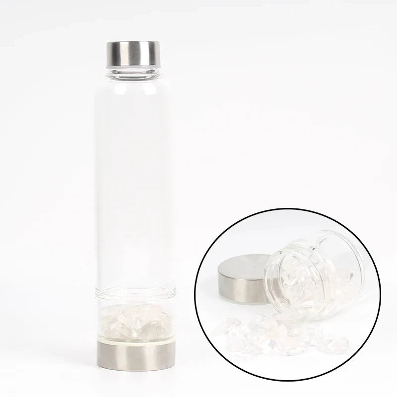 550ML Creative Natural Quartz Crystal Glass Water Bottle Irregular Stone Cup Point Wand Healing Infused Elixir Cup Natural Stone