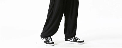 Summer Wide Leg Pants Men's Cotton Linen Harun Loose Pants Men Casual Elastic Waist Circumference Lantern Trousers Plus Size 5XL