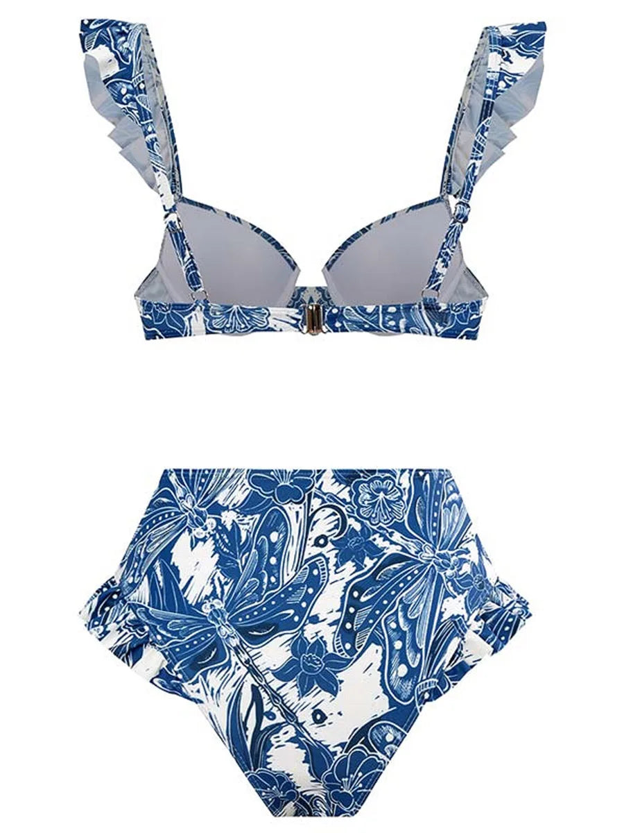 3 Pieces Push Up Bikini 2025 High Waist Swimsuit & Skirt Sexy Ruffle Swimwear Women Bathing Swimming Swim Suit Female Beachwear