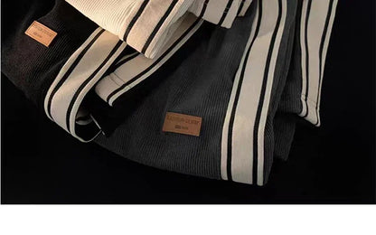 2024 Corduroy Striped Sweatpants Women Streetwear Thick Wide Leg Pants Y2K Harajuku High Waist Joggers Korean Baggy Trousers