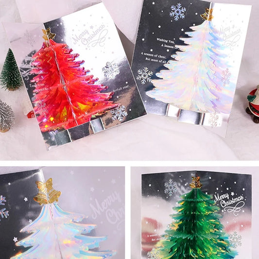 3D for pop Up Christmas Greeting Cards Tree Handmade Holiday Card with Envelope for Xmas New Year Thanksgiving Day Gifts C6UE