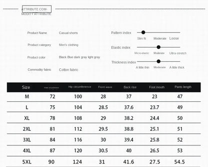 2024 summer men's plus size sports shorts, pure cotton casual pants, mid length shorts, beach pants, comfortable cropped pants