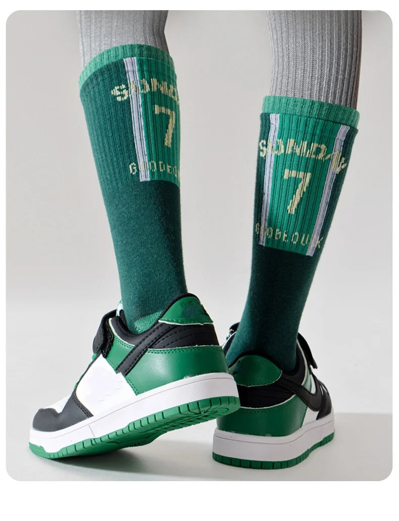 4 Pairs Children's Long Socks Boys Geometric Tennis Socks Soccer Socks Autumn Winter Teenager Basketball Socks Knee Sock