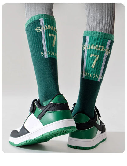 4 Pairs Children's Long Socks Boys Geometric Tennis Socks Soccer Socks Autumn Winter Teenager Basketball Socks Knee Sock